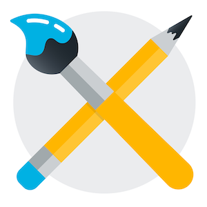 Image of paintbrush and pencil