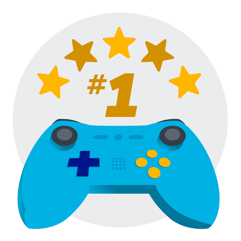 video game controller with five stars and #1