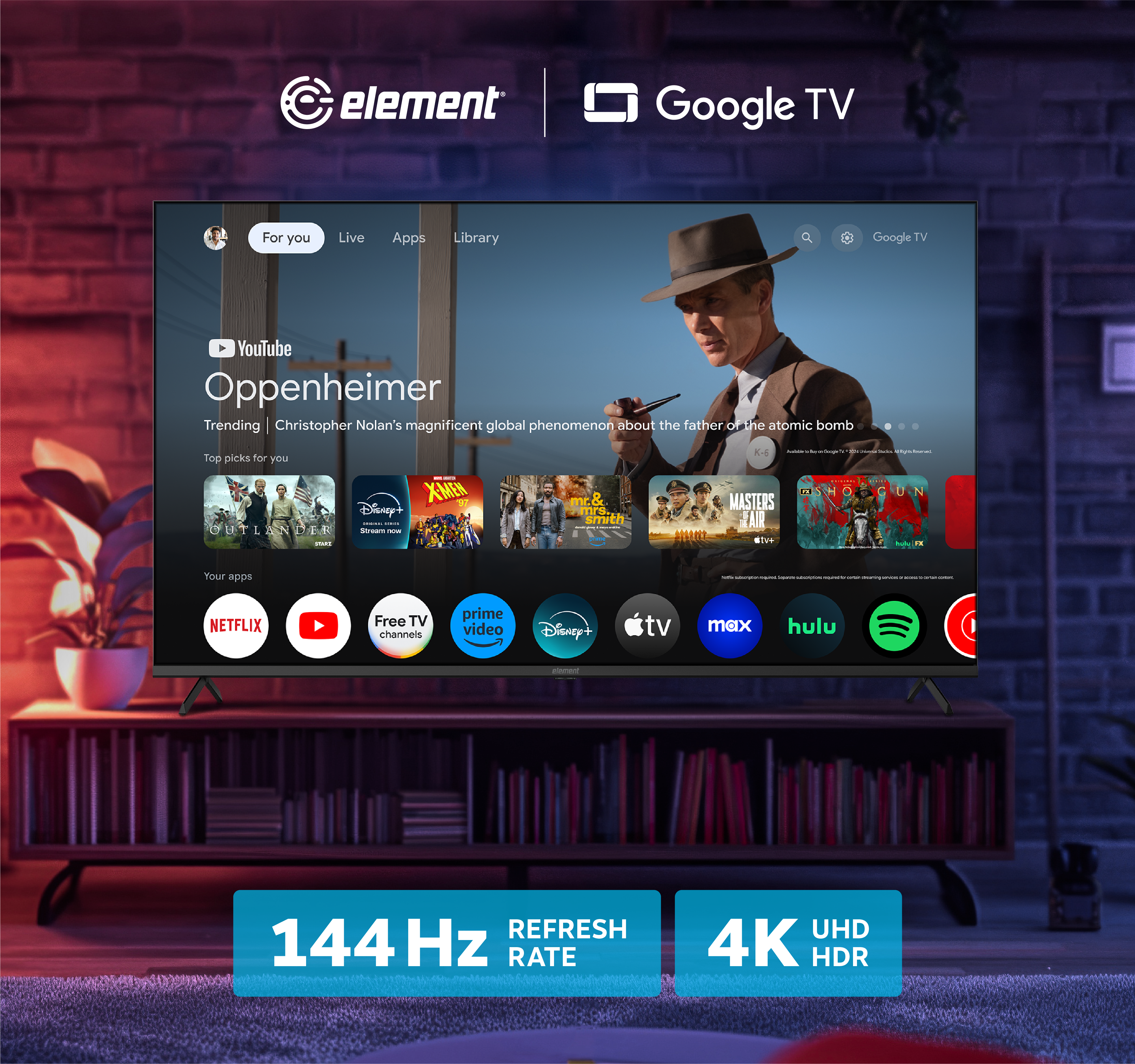 Element Gaming TV featured in entertainment space