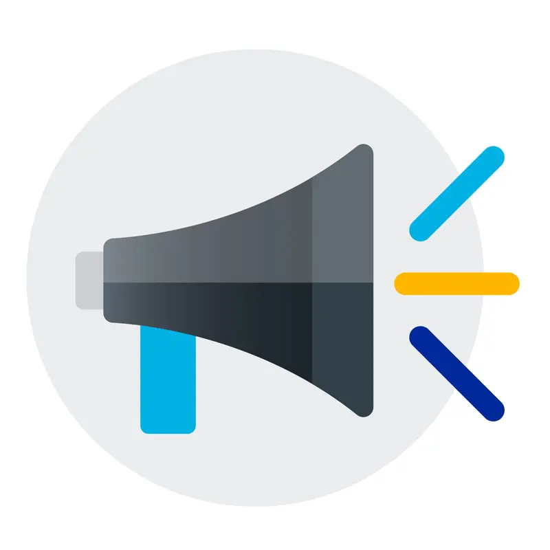 Loudspeaker icon symbolizing announcement of a partnership or sponsorship