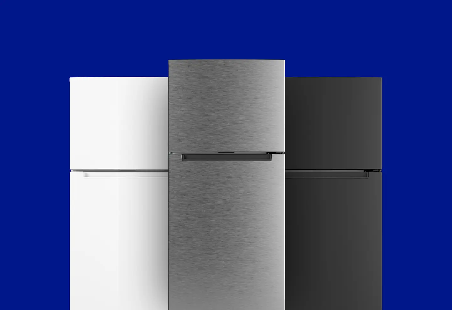 Image of three top-mounted refrigerators. 