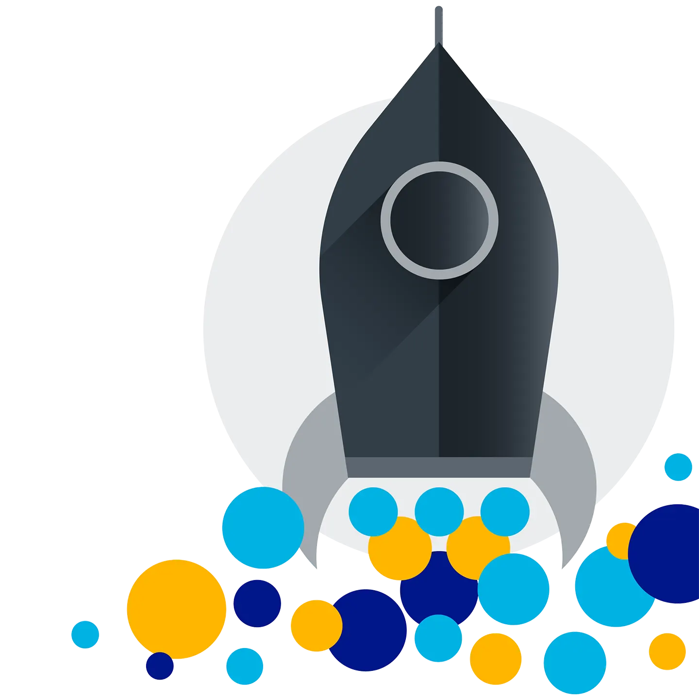 Graphic of a rocket ship representing our mission