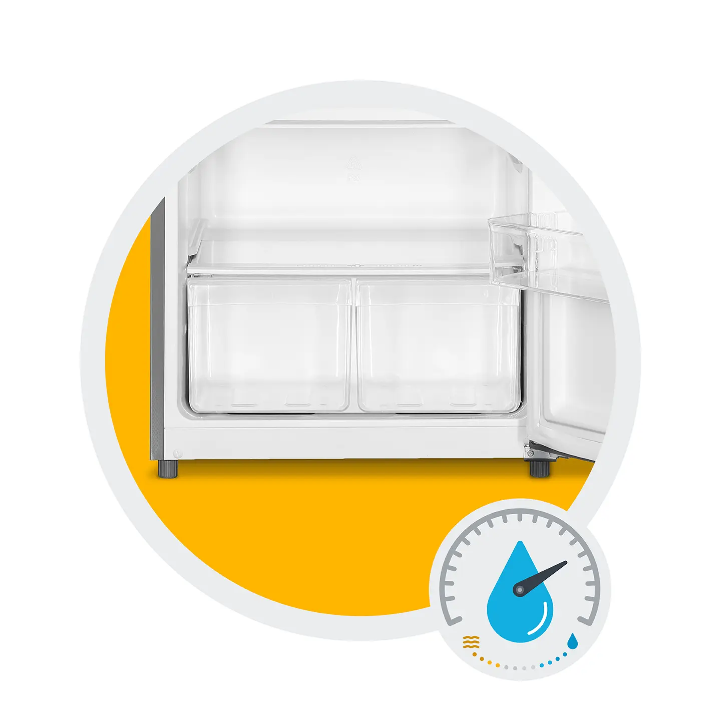 refrigerator crisper drawers with humidity icon