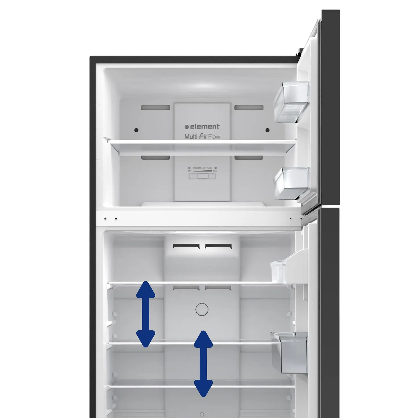 Adjustable fridge shelves