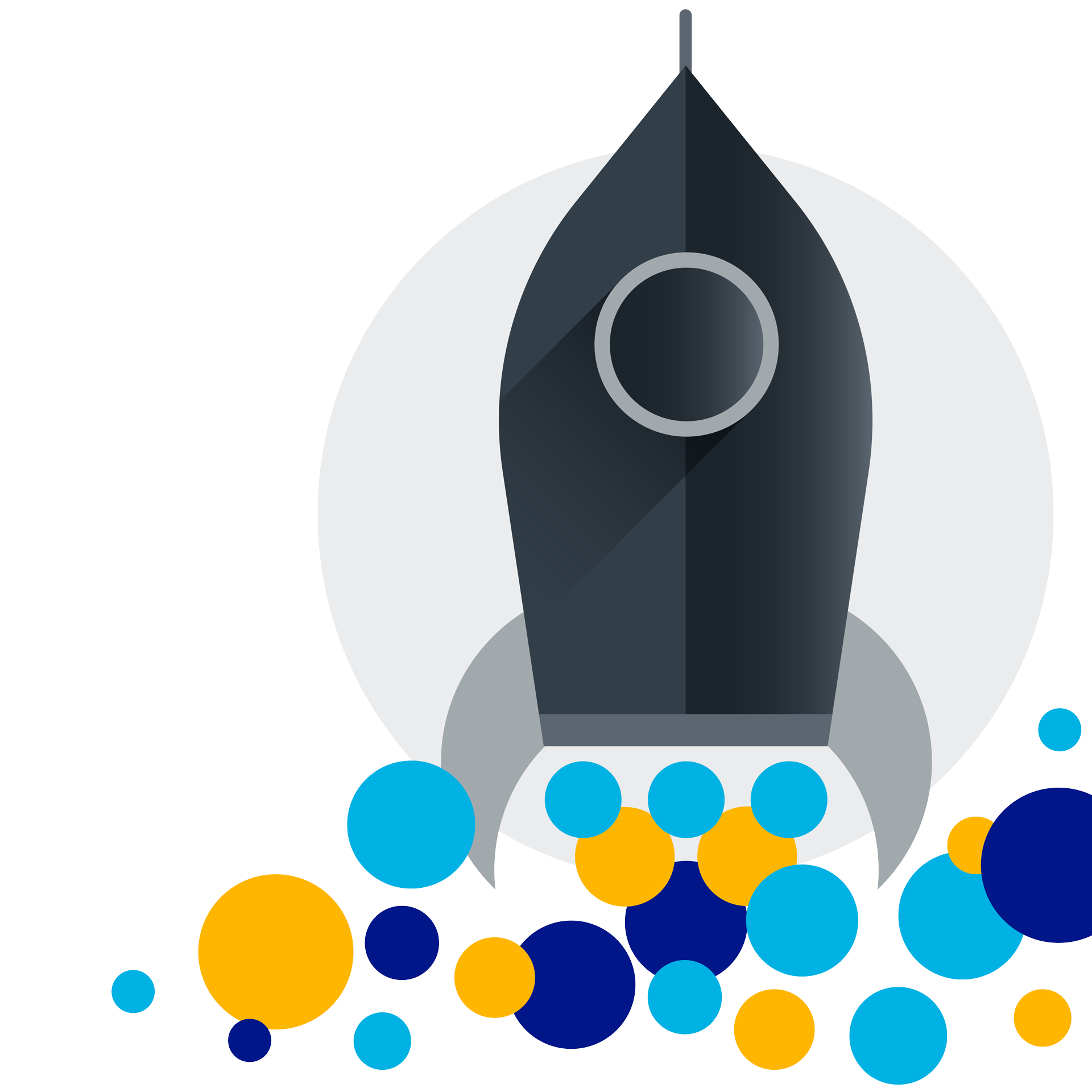 Graphic of a rocket ship representing our mission