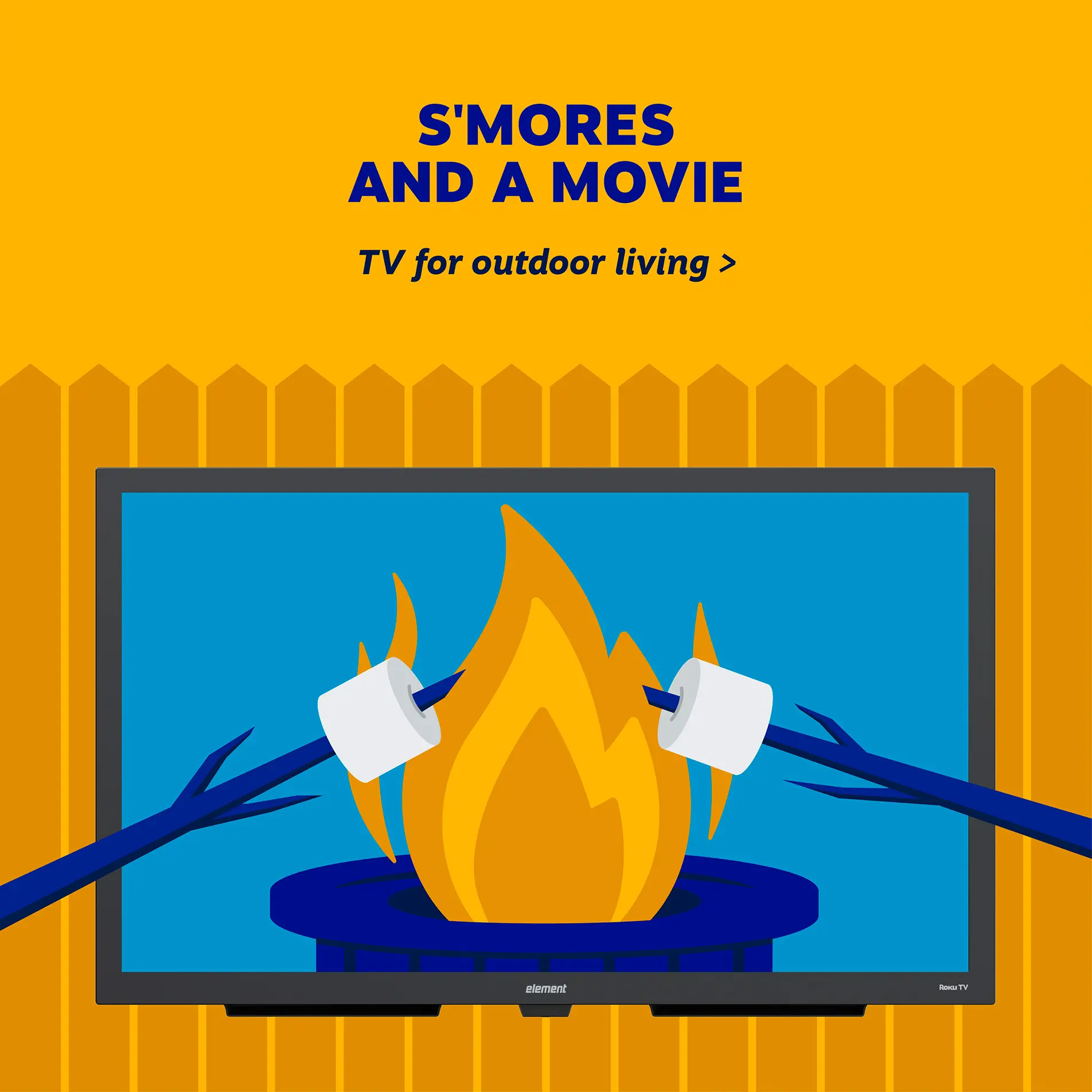 Element Outdoor Roku TV: s'mores and a movie - TV for outdoor living