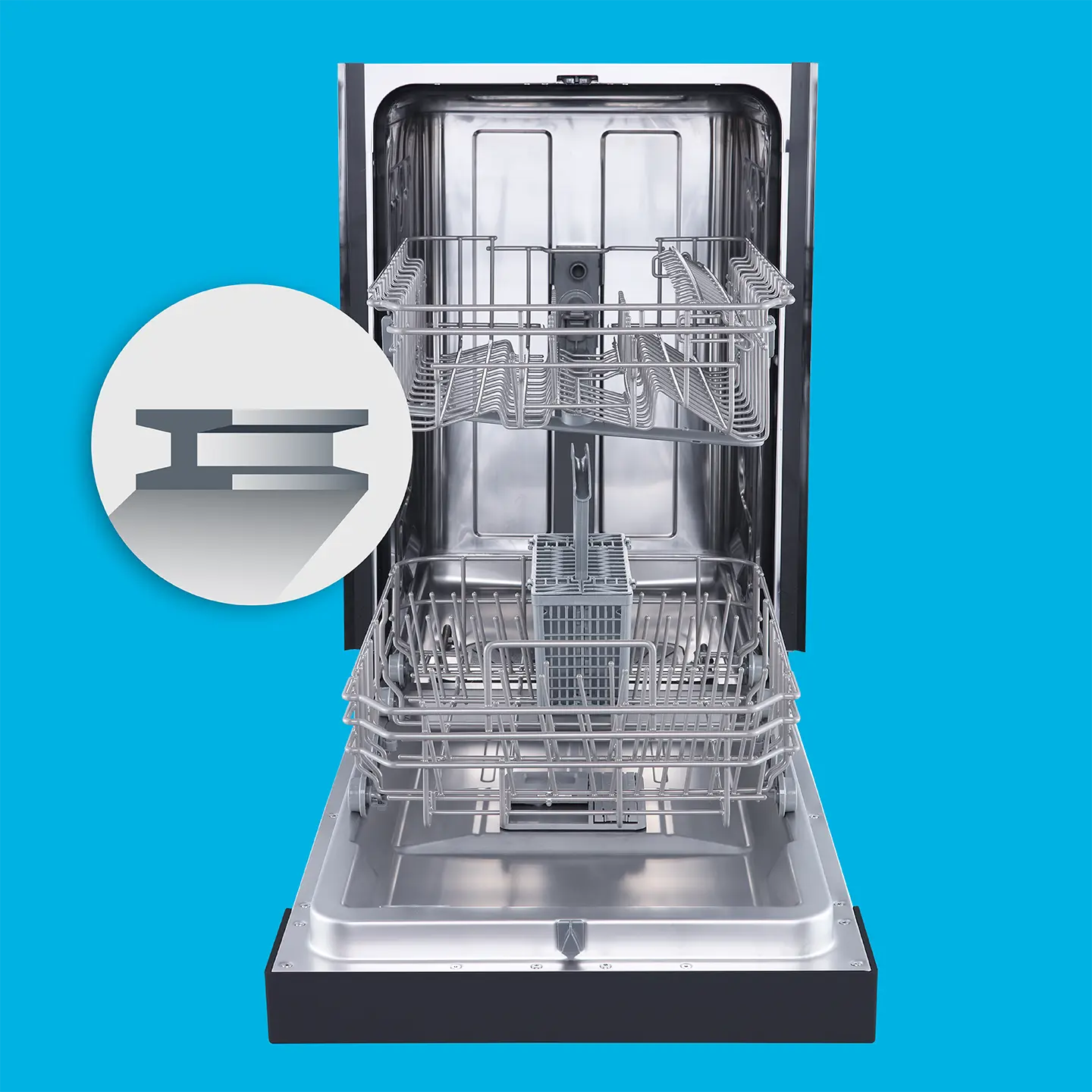 Stainless steam inside of dishwasher