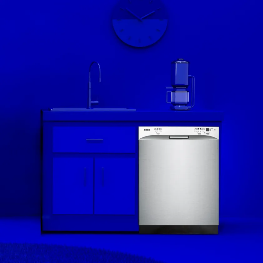 Dishwasher in kitchen environment