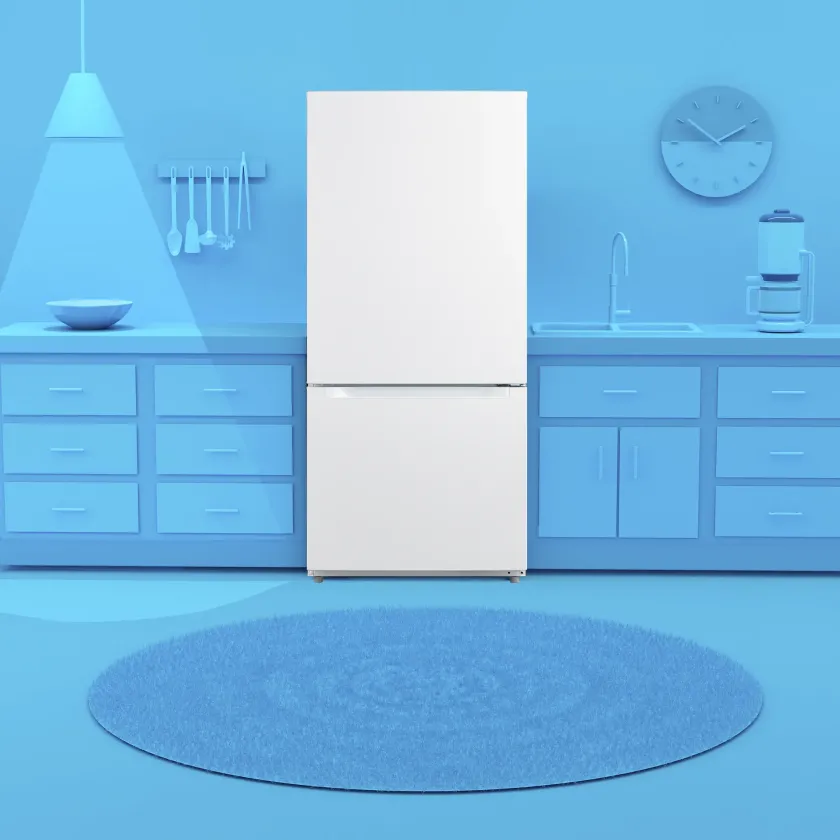 18.7 cu. ft. Bottom Freezer Refrigerator in blue kitchen environment