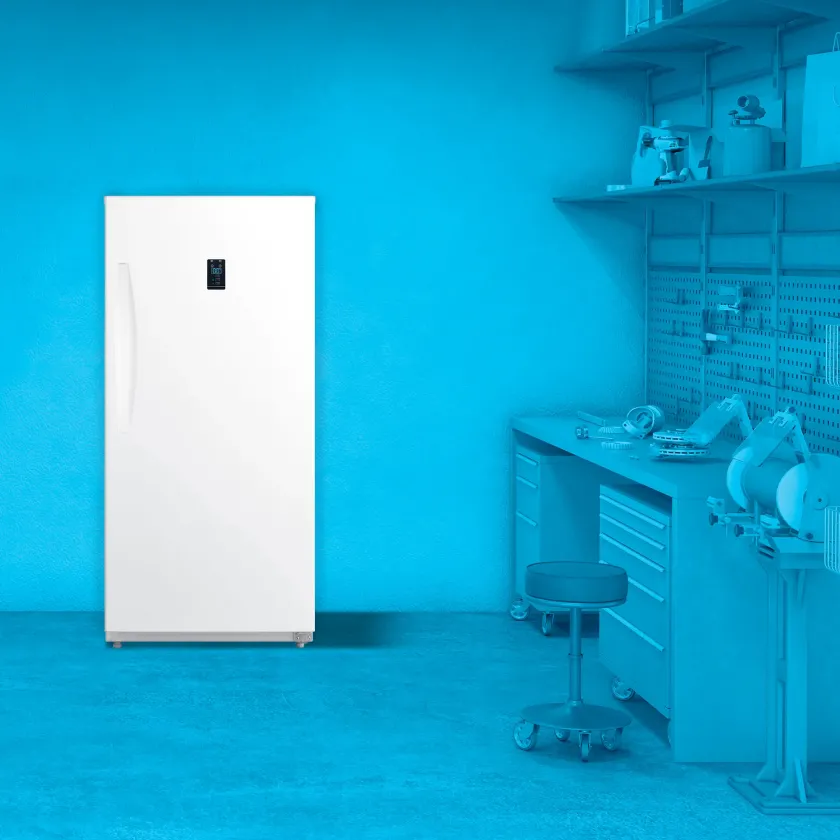 Element 13.8 cu. ft. Upright Freezer in monochrome blue garage environment