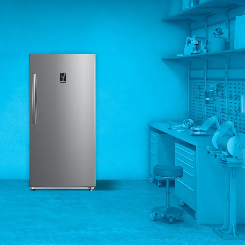 Element 17.0 cu. ft. Upright Freezer in monochrome blue garage environment