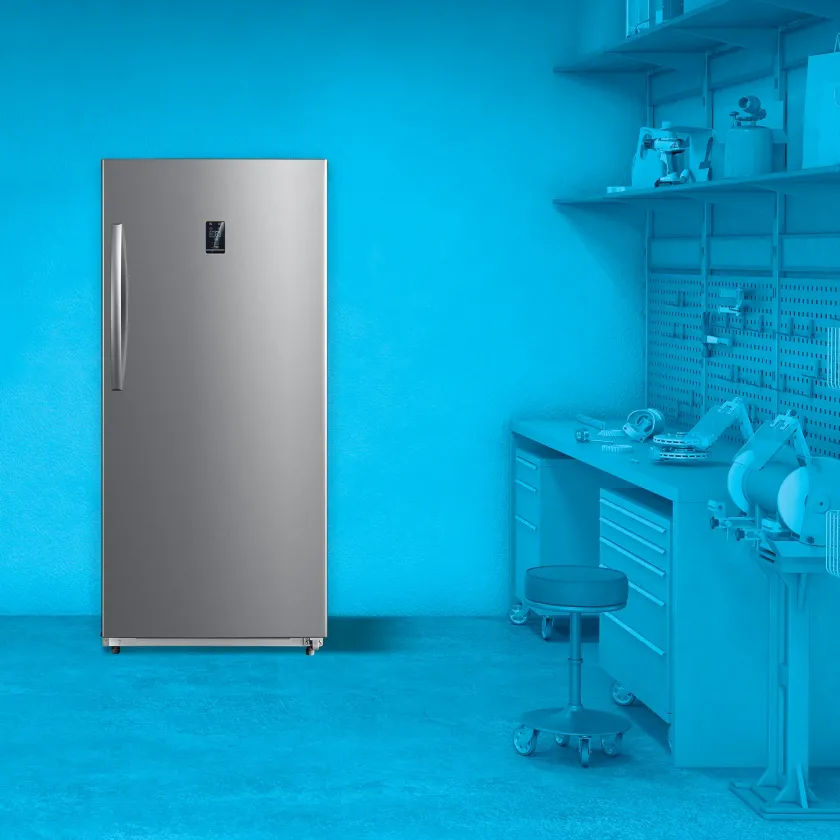 Element 21 cu. ft. Upright Freezer in monochrome blue garage environment