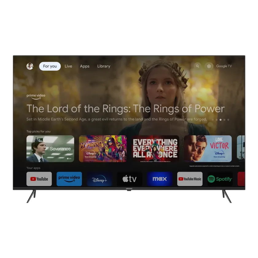 Element 70” TV - front view with Google TV UI