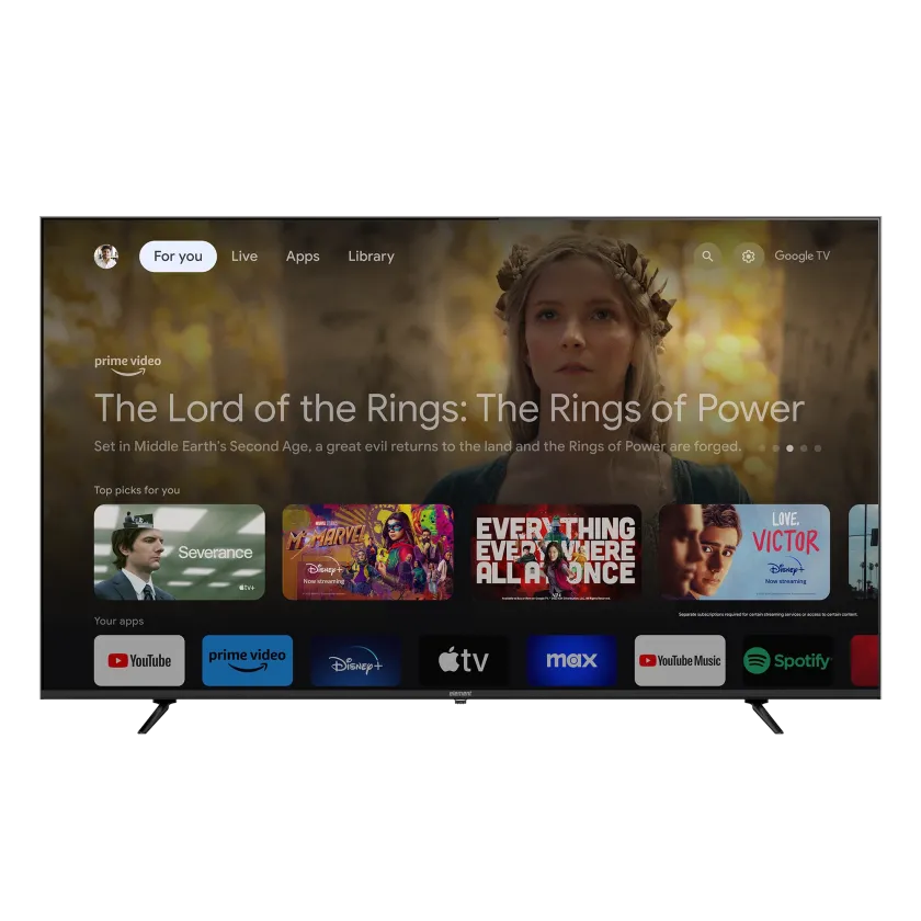 Element 86” TV - front view with Google TV UI