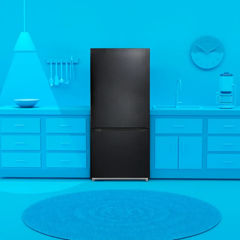 Element 18.7 cu. ft. Bottom Freezer Refrigerator with blue environment