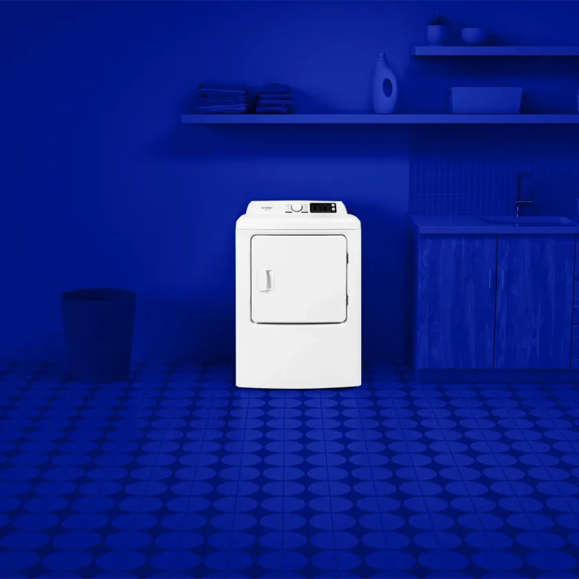 6.7 cu ft Electric Dryer Front view with blue background