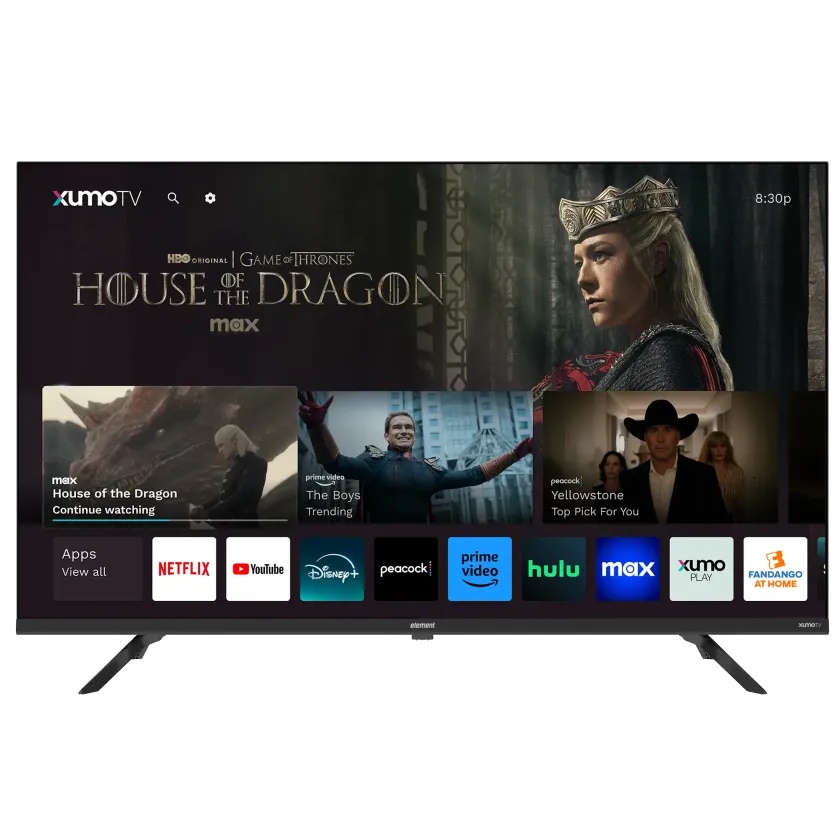 Element 43” 4K UHD HDR Frameless Xumo TV with Xumo smart platform on the screen