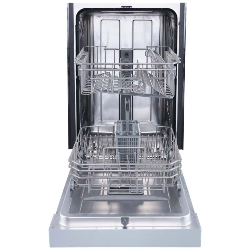 18" Stainless steal dishwasher front view with open door