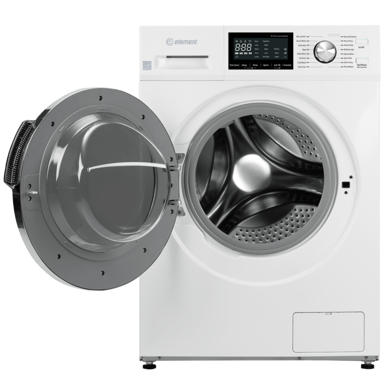 2.7 cubic feet front load washer door open
