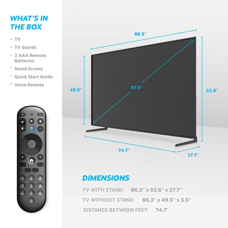 Element 98" 4K UHD HDR Xumo dimensions