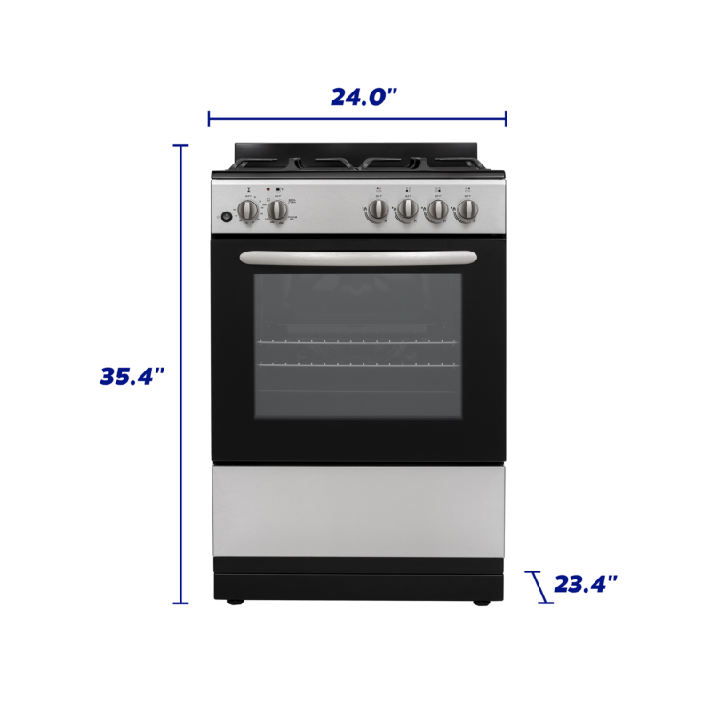 24" Gas Range - Dimensions