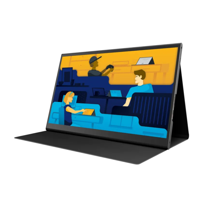 14" portable monitor angle with case open