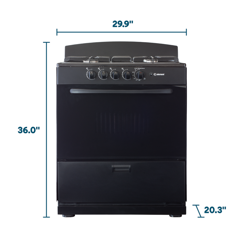 4.0 cu. ft. 30in 4 Burner Dimensions (Black)