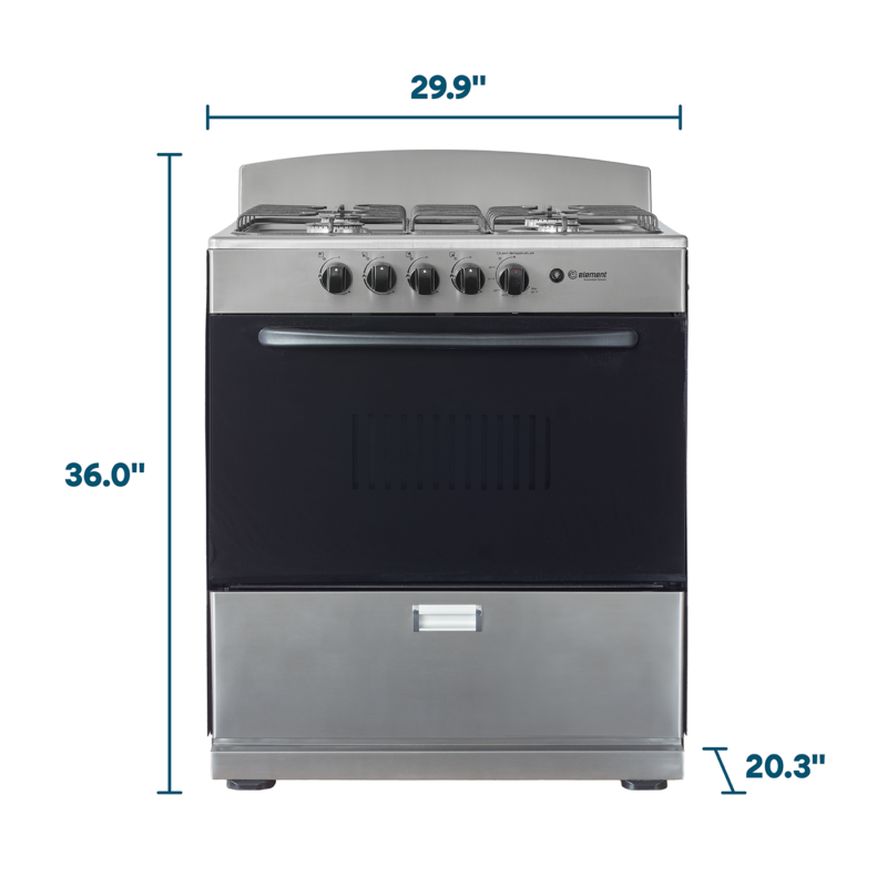 4.0 cu. ft. 30in 4 Burner Dimensions (Stainless Steel)