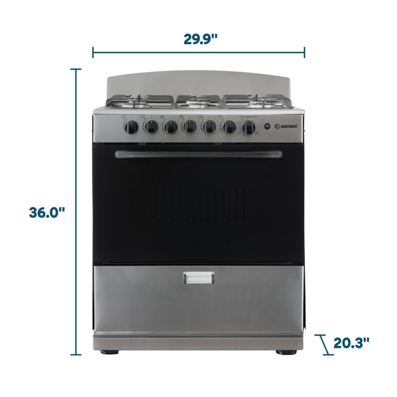 4.0 cu. ft. 30in 6 Burner Dimensions (Stainless Steel)