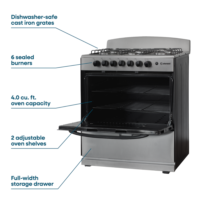 4.0 cu. ft. 30in 6 Burner Features (Stainless Steel)